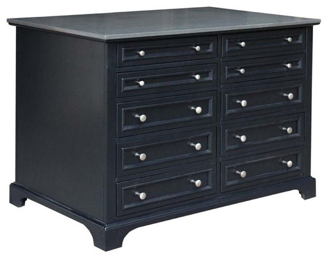 Pemberly Row 10 Drawer 6 Shelf Closet Island In Black