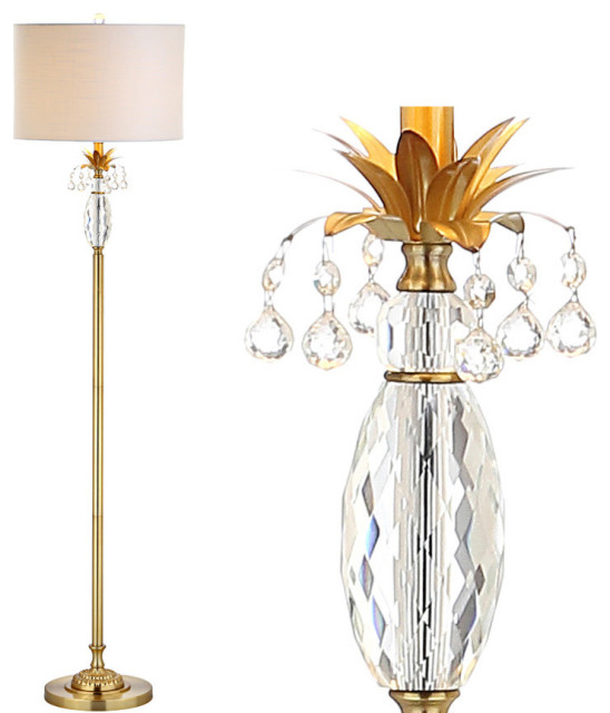 Adalyn 61 Crystal And Metal Floor Lamp, Martha Stewart Hunts Floor Lamp In Gold Black