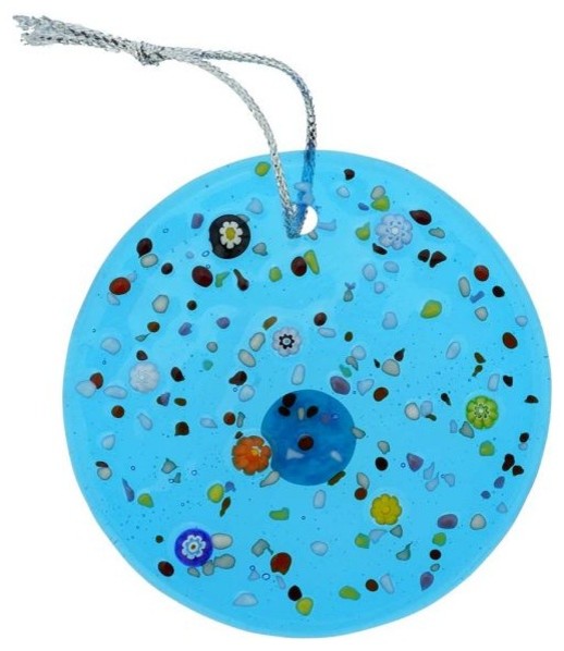 GlassOfVenice Murano Glass Circle Christmas Ornament - Aqua