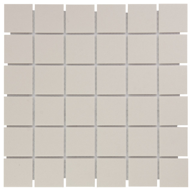 12 16 X12 Unglazed Porcelain Mosaic London Square Cream White Set Of 10