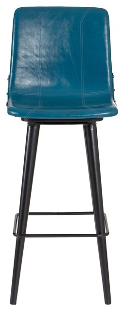 Hayward Genuine Leather 29 5 Swivel, Teal Leather Counter Stools