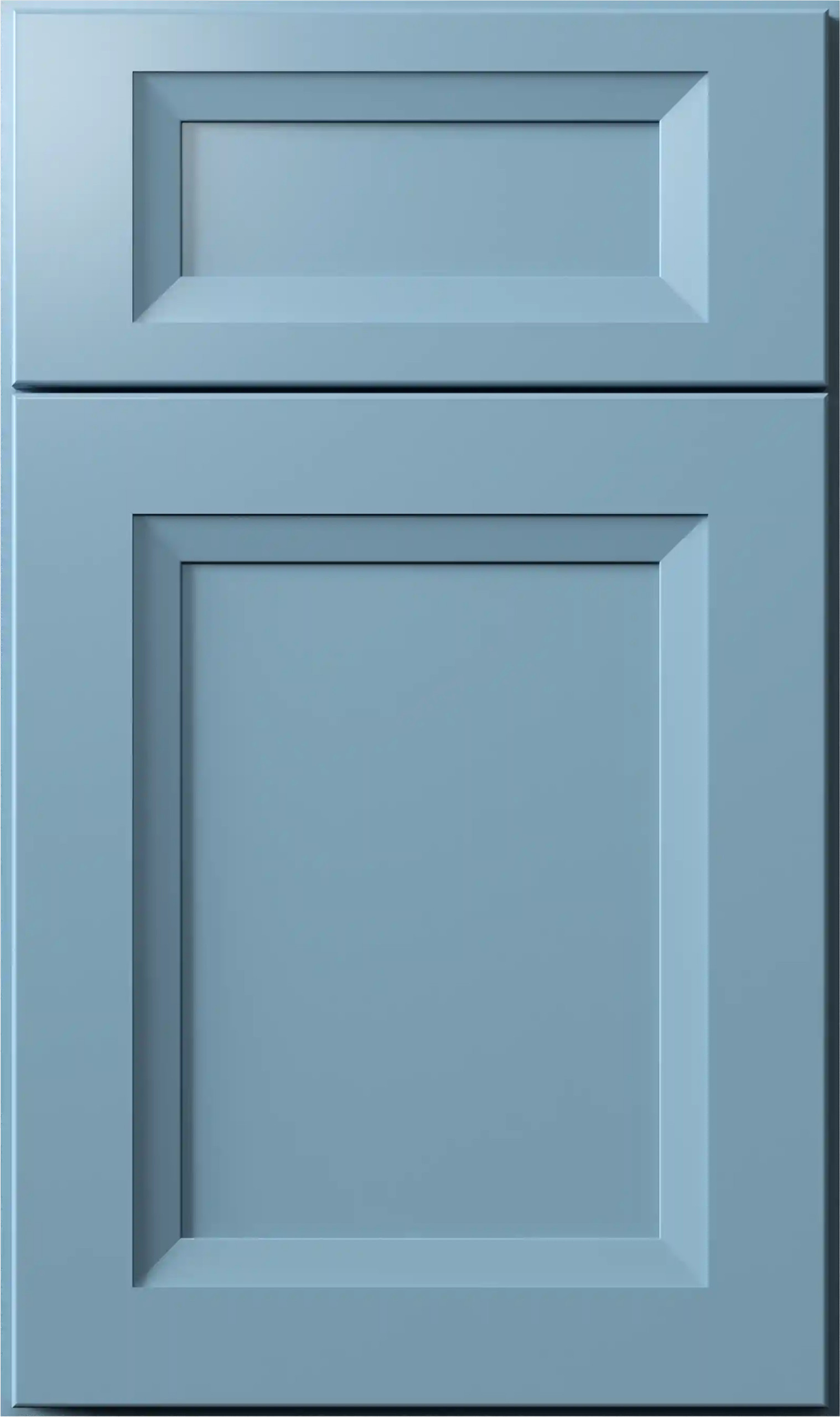 Onyx Izel Blue door style with raised outer frame, recessed flat center panels, and square edges