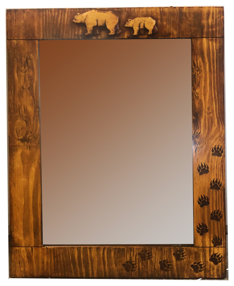 Rustic Cabin Bear Wood Mirror Rustic Wall Mirrors by PIAZZA