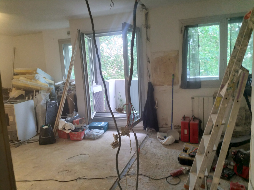 Chantier de cuisine ouverte sur Salon