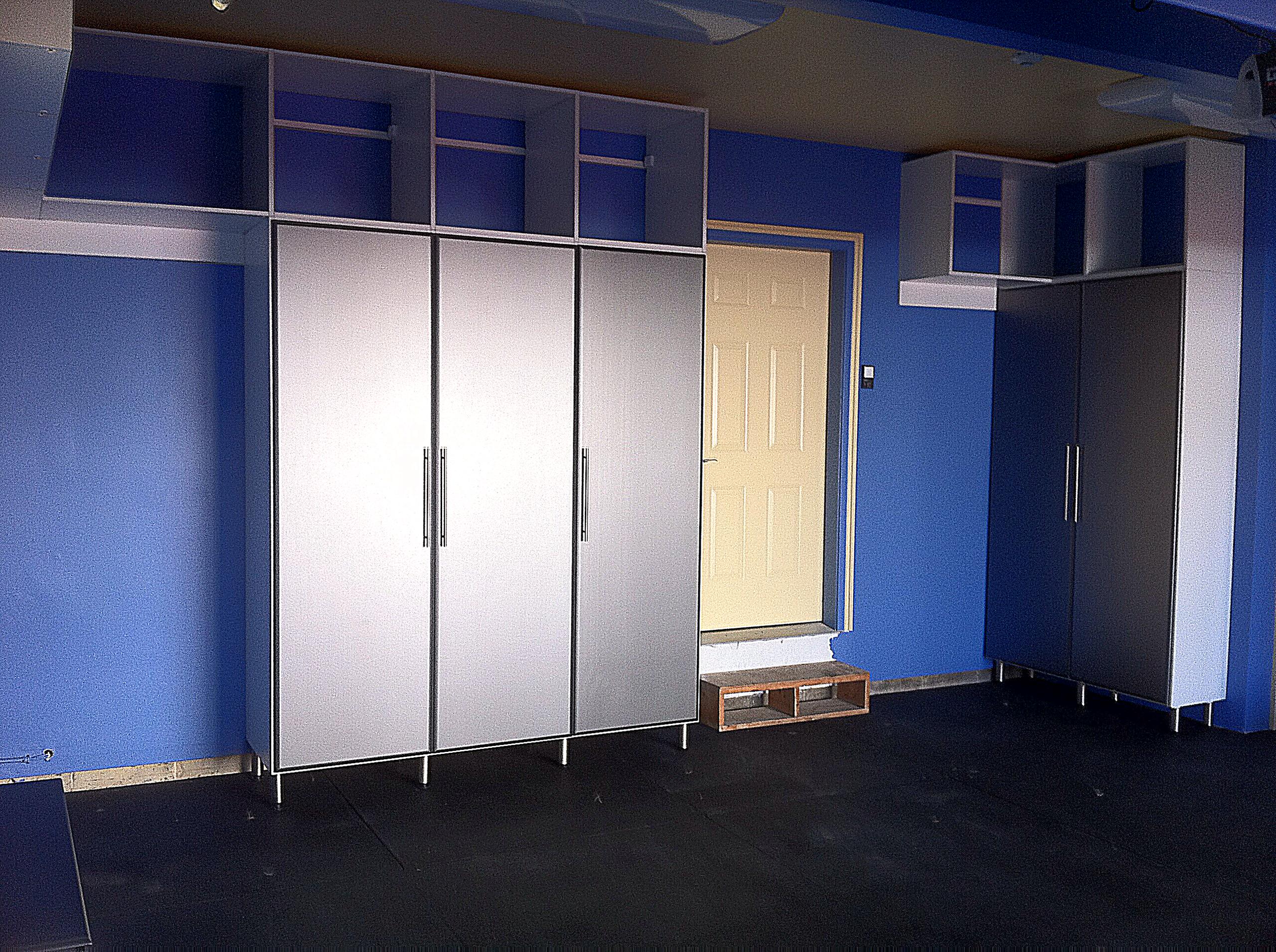 Garage Cabinets with Carbon Fiber doors