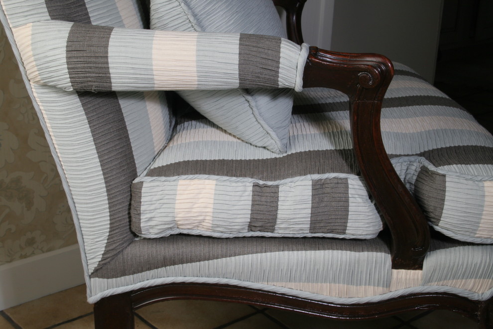 Chair in Brown, Blue, and Cream