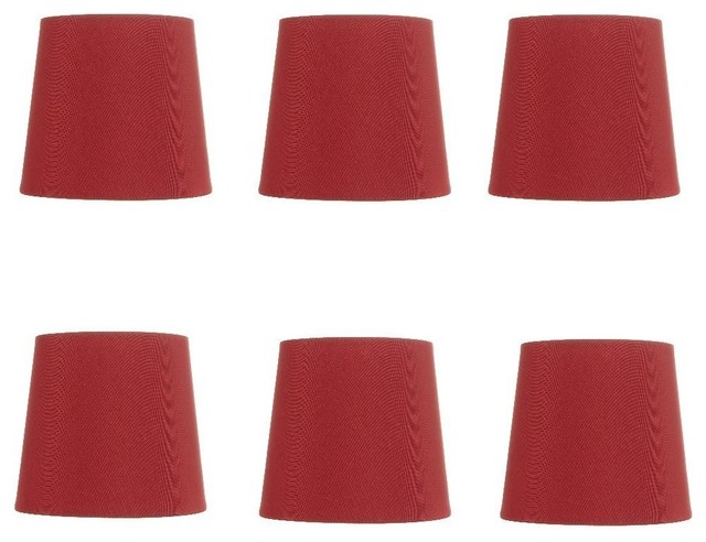 Clip On 5 Chandelier Lampshades Crimson Red Set Of 6