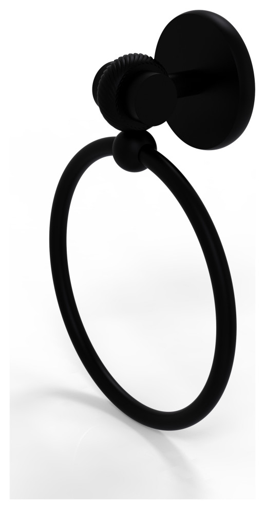 Satellite Orbit Two Towel Ring With Twist Accent, Matte Black