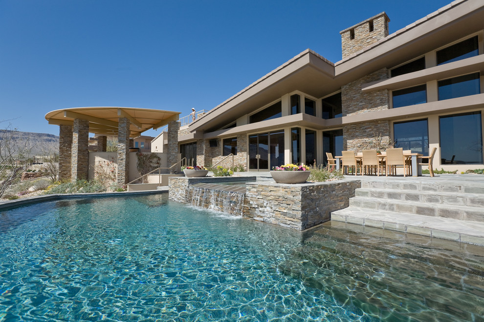 Photo of a contemporary custom-shaped pool in Las Vegas.