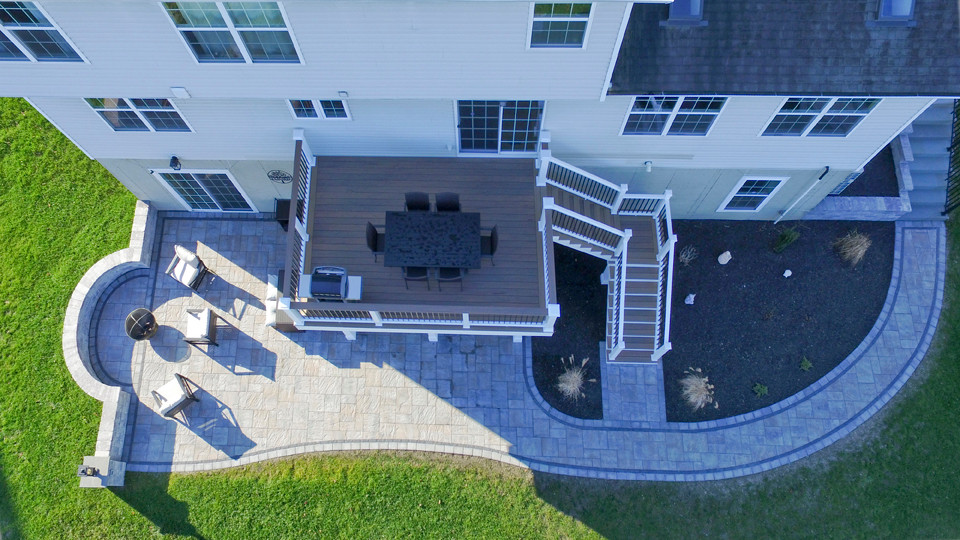 Two-Story Custom Deck with Fire Pit - Contemporary - Deck - New York ...