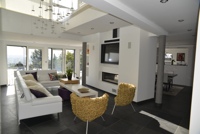 Conception et r&eacute;alisation - maison de standing contemporary-living-room