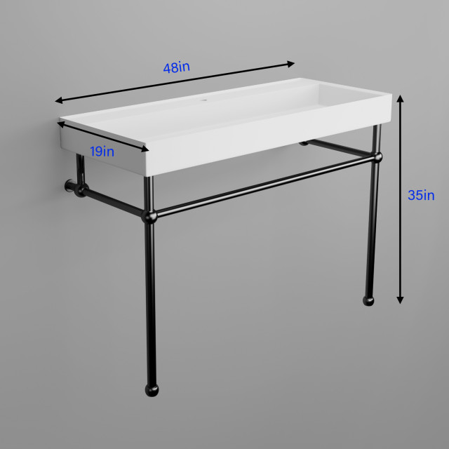 24 Inch Console Bathroom Sink With Gold Bracket Wall Mount 24" Console ...