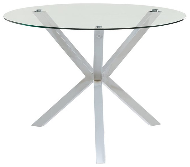 Coaster Vance Contemporary Round Glass Top Dining Table in Clear