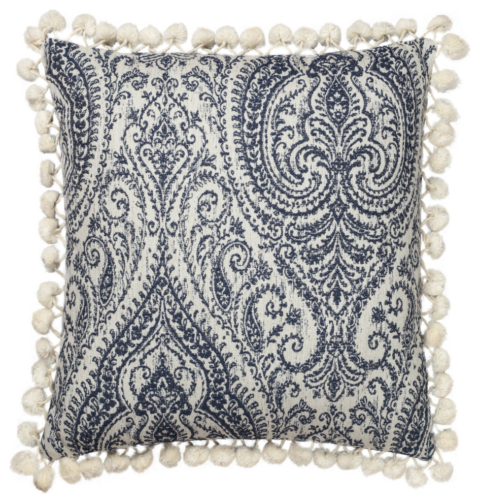 Linum Home Textiles Anchor Decorative Pillow Cover, Blue, Square