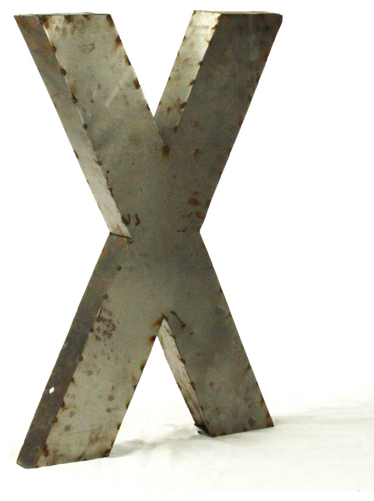 Industrial Rustic Metal Large Letter X 36 Inch