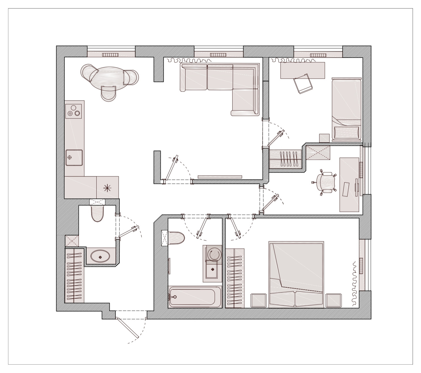 Поиск планировки: 70 кв.м двушка с прицелом на трешку — 4 плана | Houzz  Россия