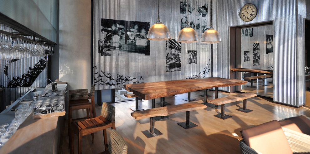 Design ideas for an industrial dining room in Los Angeles.