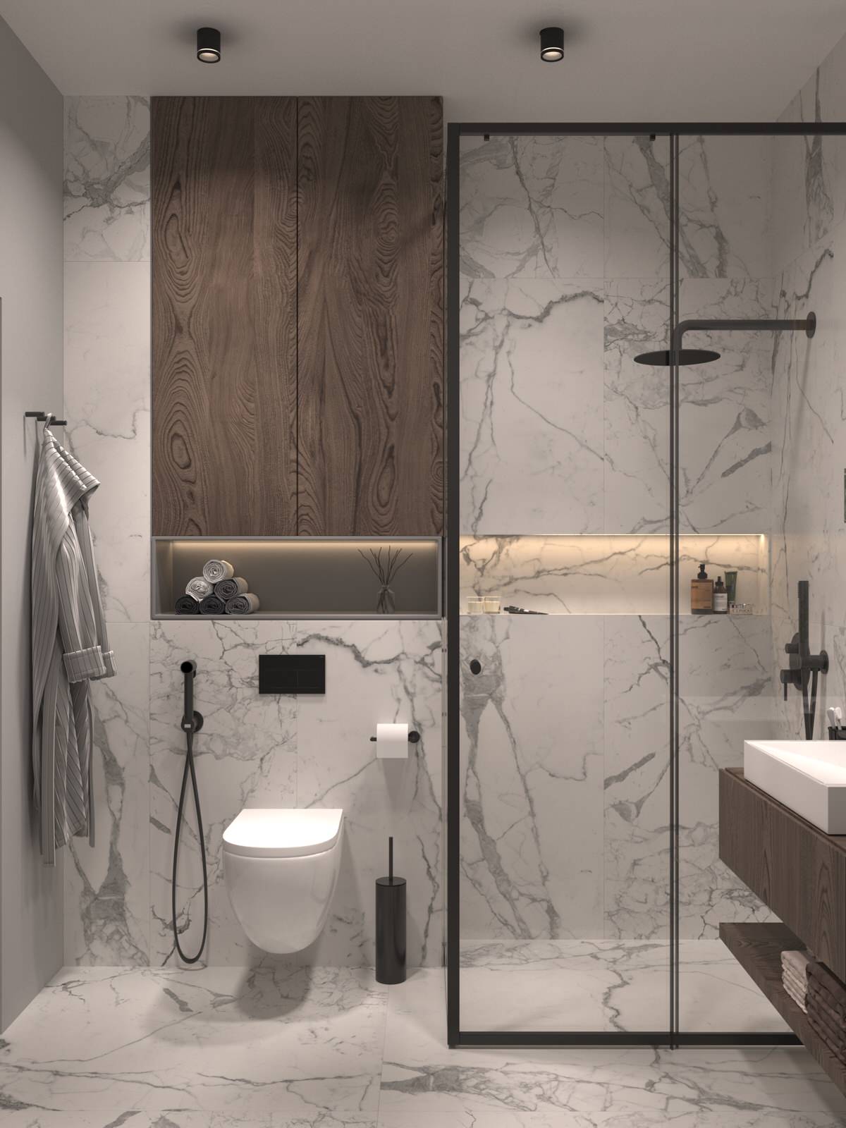 Проект спальни и ванной комнаты в ЖК "MYPRIORITY Basmanny"