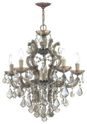 Crystorama 4435-AB-GTS Maria Theresa 5 Light Chandeliers in Antique Brass
