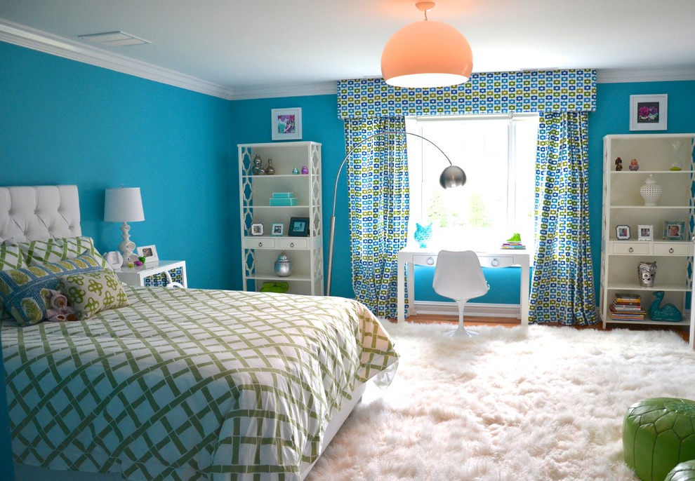 Eclectic kids' room in New York for girls.