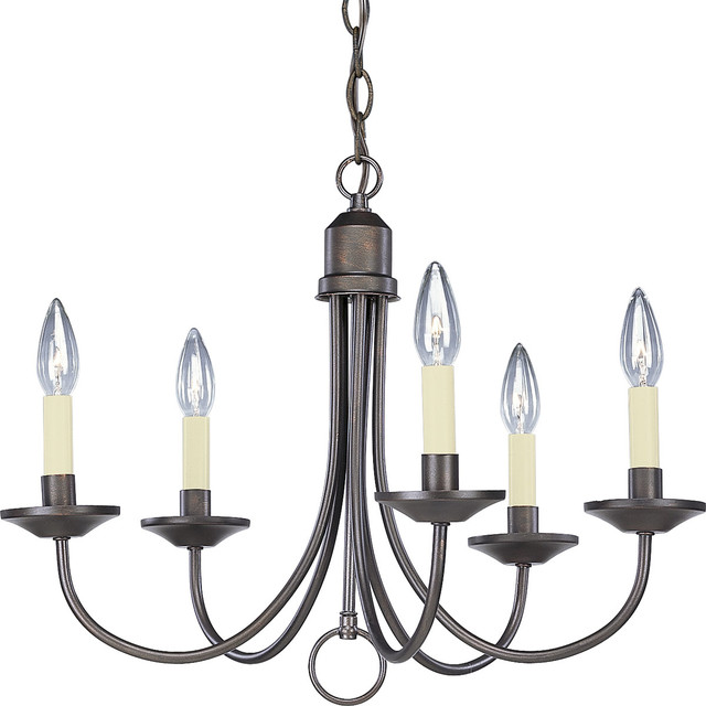 5Light Chandelier, Antique Bronze With Matching Candle Sleeves Transitional Chandeliers