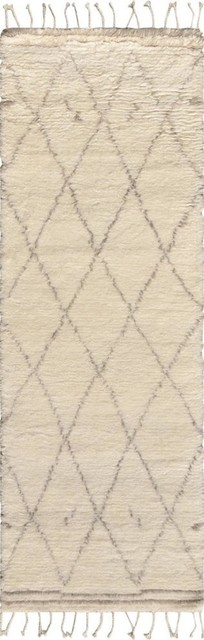 Pasargad Moroccan, Hand-Knotted Silk & Wool Runner, 2'7"x6'