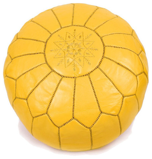 Moroccan Leather Pouf Ottomans by Fez Art