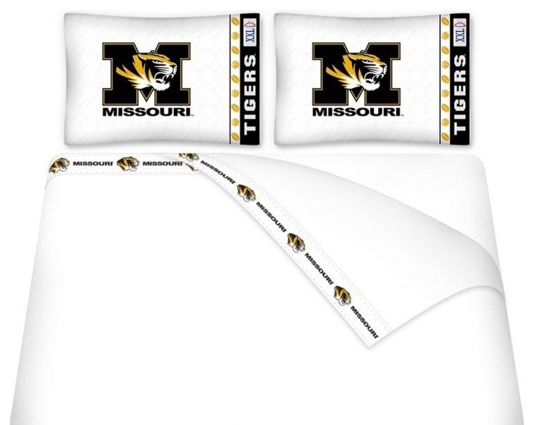 Sports Coverage NCAA Missouri Tigers Microfiber Hem Sheet Set - Twin