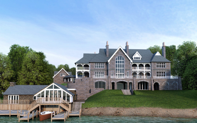 Lake House Zero - VIEW FROM LAKE traditional-exterior