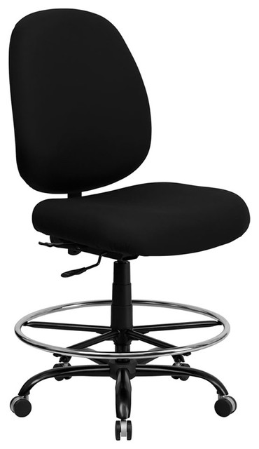 Offex Big And Tall Black Fabric Drafting Stool With Extra Wide