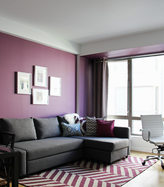 Contemporary Purple Blue Living Room - Contemporary ...