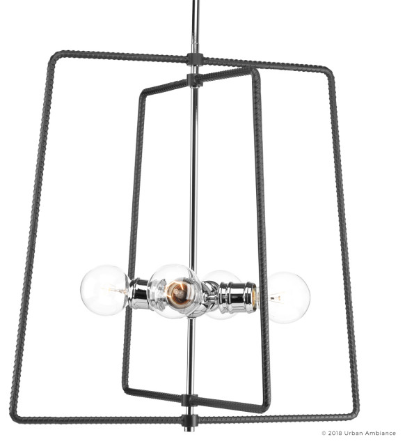 Luxury Industrial Chic Pendant Light, Spokane Series, Polished Chrome ...