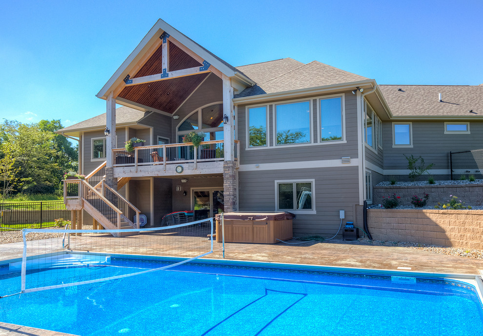 Inspiration for a transitional exterior home remodel in Cedar Rapids