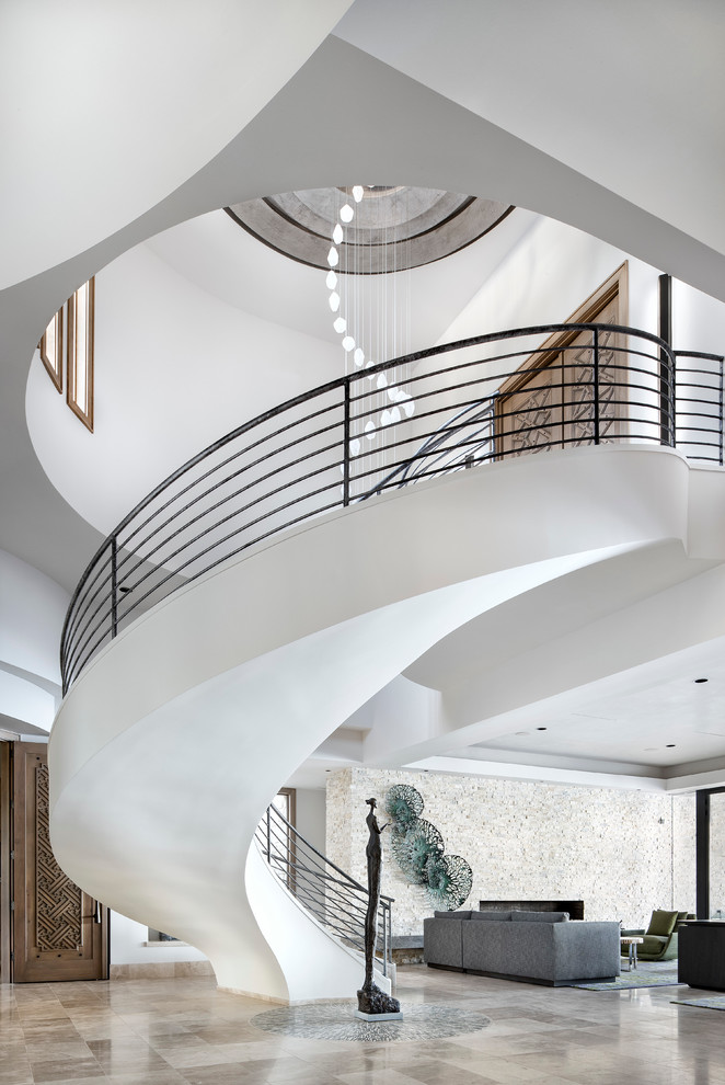 This is an example of an expansive contemporary floating staircase in Houston.