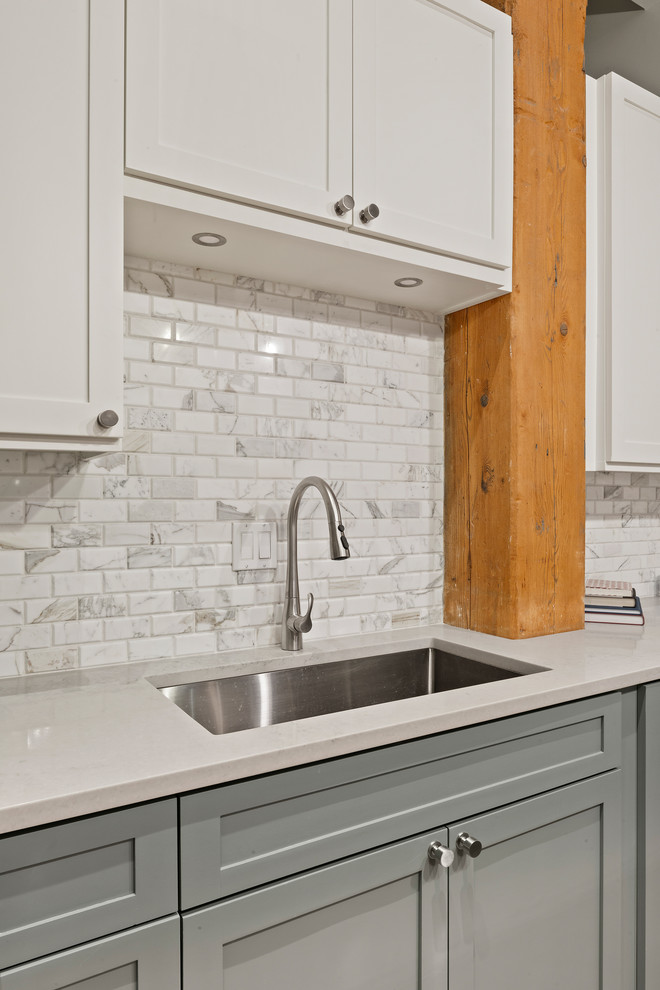 Example of a transitional home design design in Chicago