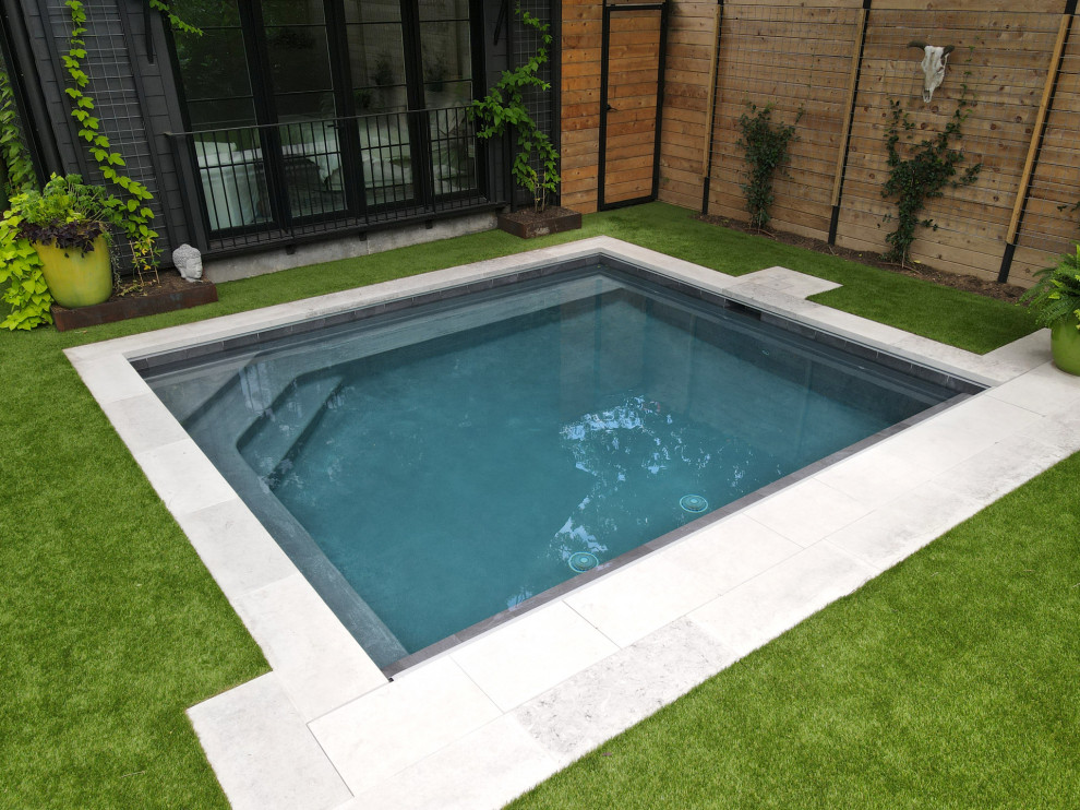 Foto di una piccola piscina rettangolare dietro casa