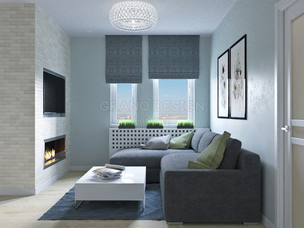 Кухня-гостиная в светлых тонах