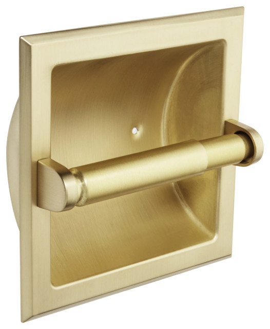 Designers Impressions Brushed Brass Recessed Toilet / Tissue Paper Holder