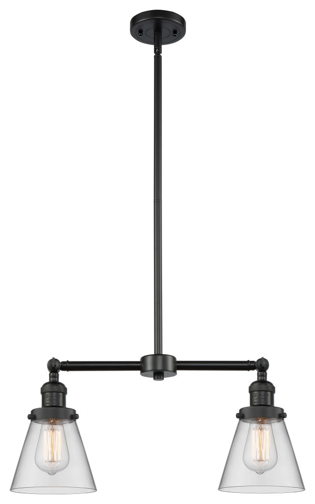 Cone 2 Light Island Light In Matte Black (209BkG62) Industrial Kitchen Island Lighting