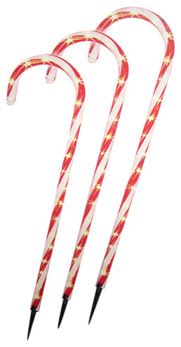 Set Of 3 Lighted Outdoor Shimmering Candy Cane Lawn Stakes Set Of 3 Lighted Outdoor Shimmering Candy Cane Lawn Stakes 28