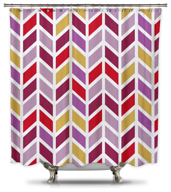 Mauve Mist Chevron Fabric Shower Curtain Contemporary Shower Curtains by Shower Curtain HQ