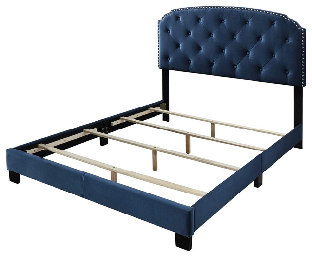 Upholstered Bed Frame Tufted Headboard, King Size Bed With Upholstered Headboard And Footboard