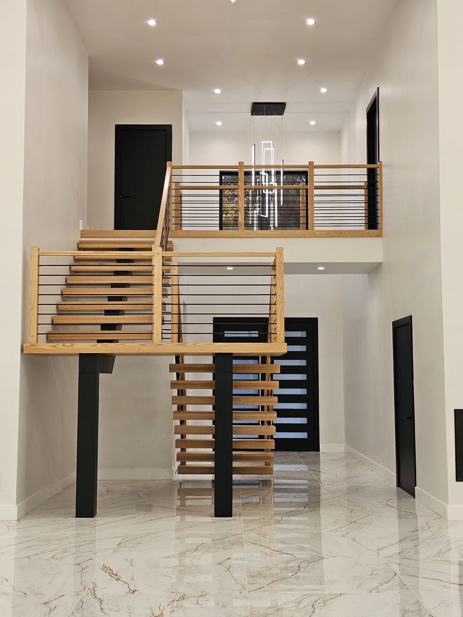 143_Modern Floating Red Oak and Metal Staircase, Sterling, VA