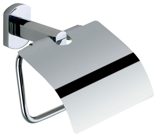 Polished Chrome Toilet Roll Holder With Cover