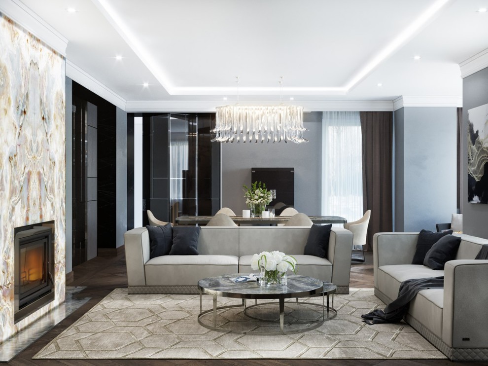 Гостиная в серых тонах