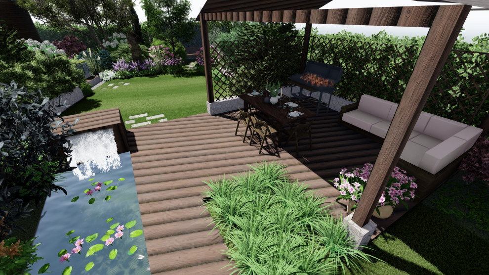 Сад в коттеджном поселке