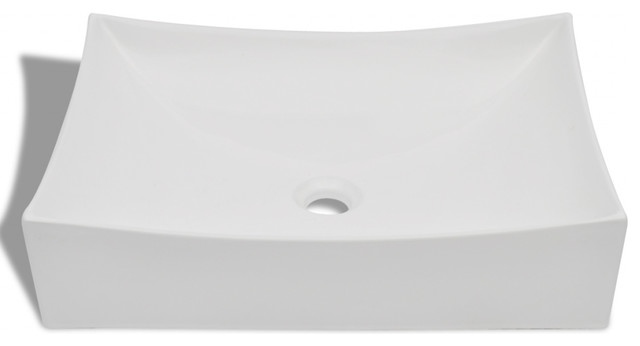 Bathroom Ceramic Porcelain Rectangular Vessel Vanity Sink Art Basin Bowl White