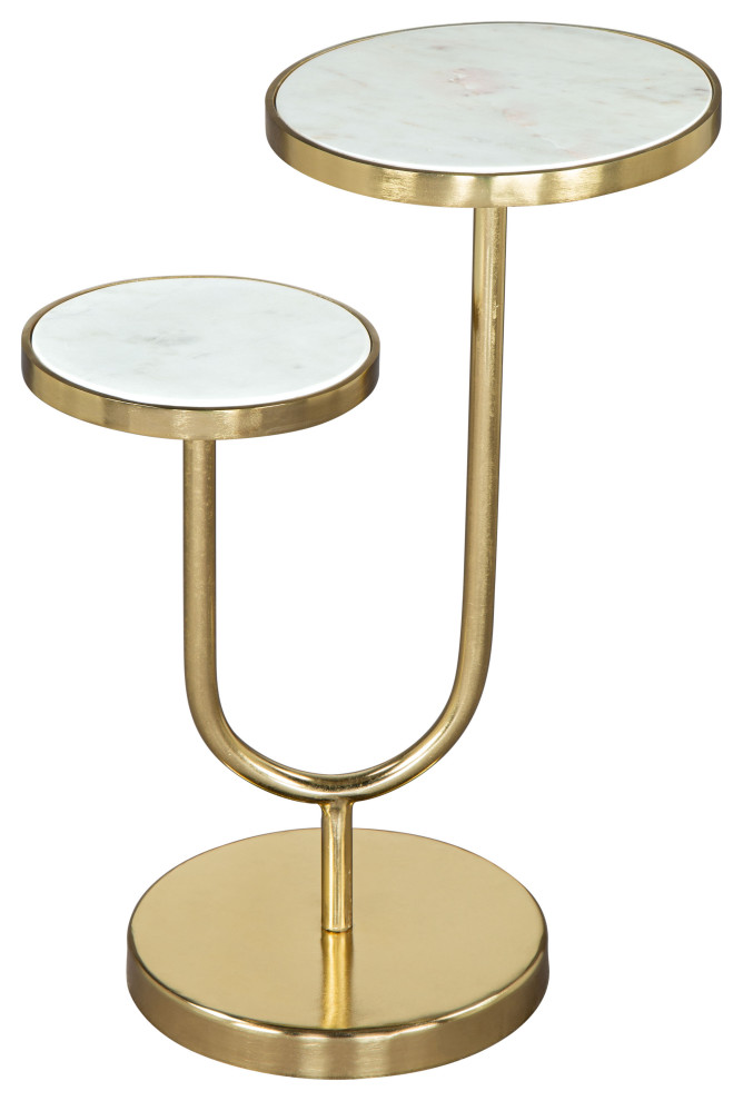 Marc Side Table White and Gold Contemporary Side Tables And End Tables by Zuo Modern