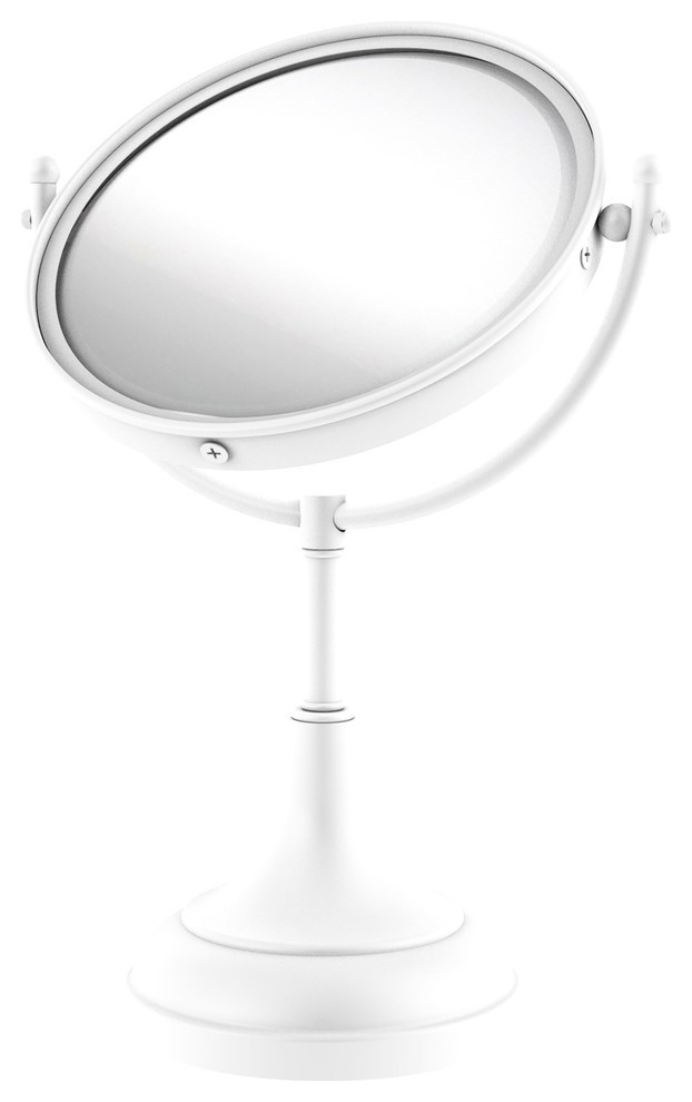 8" Vanity Top Make-Up Mirror 2x Magnification, Matte White