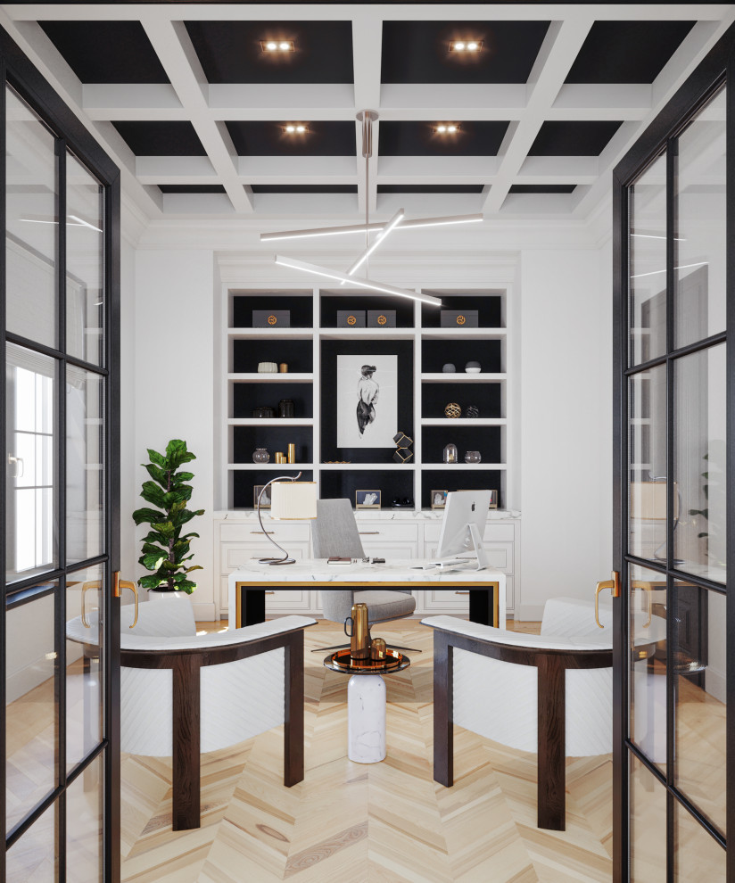 Modern Black and White Home Office Moderno Despacho Los Ángeles